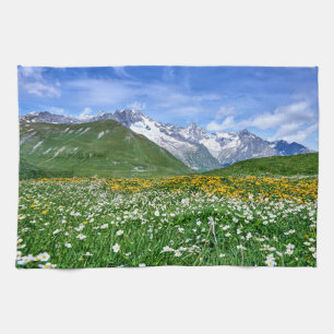 Mountains   Swiss Alps Valley Spring Kitchen Towel