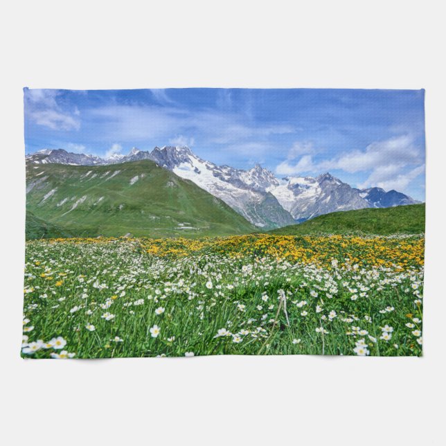 Mountains | Swiss Alps Valley Spring Kitchen Towel (Horizontal)