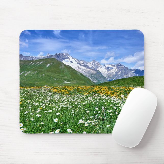 Mountains | Swiss Alps Valley Spring Mouse Pad (With Mouse)