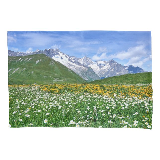 Mountains | Swiss Alps Valley Spring Pillow Case (Front)