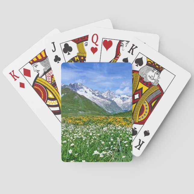 Mountains | Swiss Alps Valley Spring Poker Cards (Back)