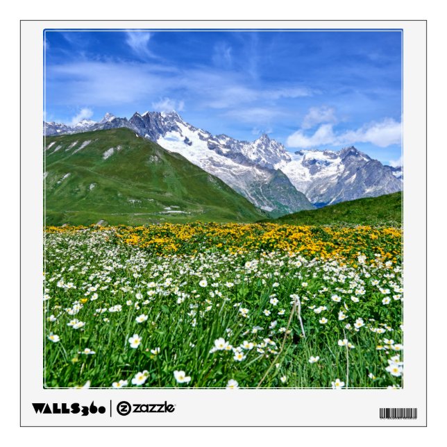 Mountains | Swiss Alps Valley Spring Wall Decal (Front)