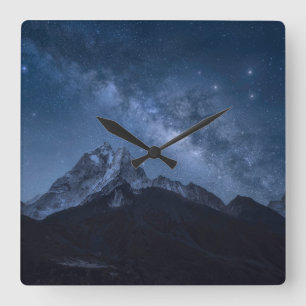 Mountains Thamserku Mountain, Nepal Square Wall Clock