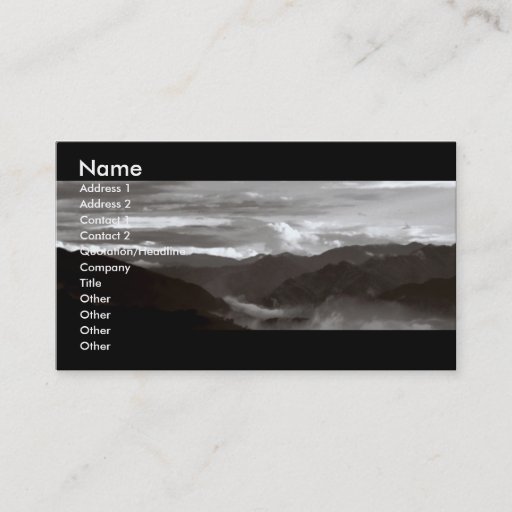 Customizable Mountains; The Ethereal/B&amp;W Landscape Business Cards