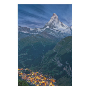 Mountains The Matterhorn, Zermatt, Swiss Alps Faux Canvas Print