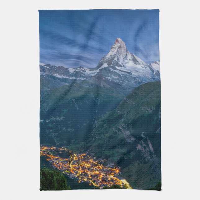 Mountains | The Matterhorn, Zermatt, Swiss Alps Kitchen Towel (Vertical)