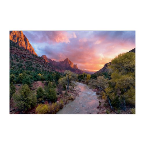 Mountains  The Watchman Zion Nathional Park Utah Acrylic Print