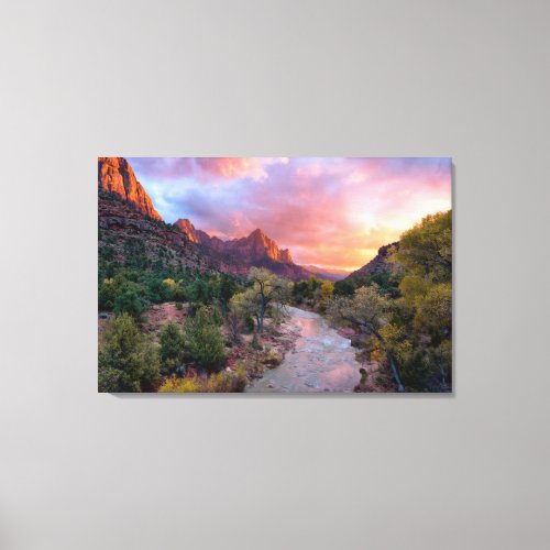 Mountains  The Watchman Zion Nathional Park Utah Canvas Print