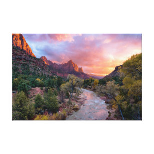 Mountains   The Watchman Zion Nathional Park Utah Canvas Print