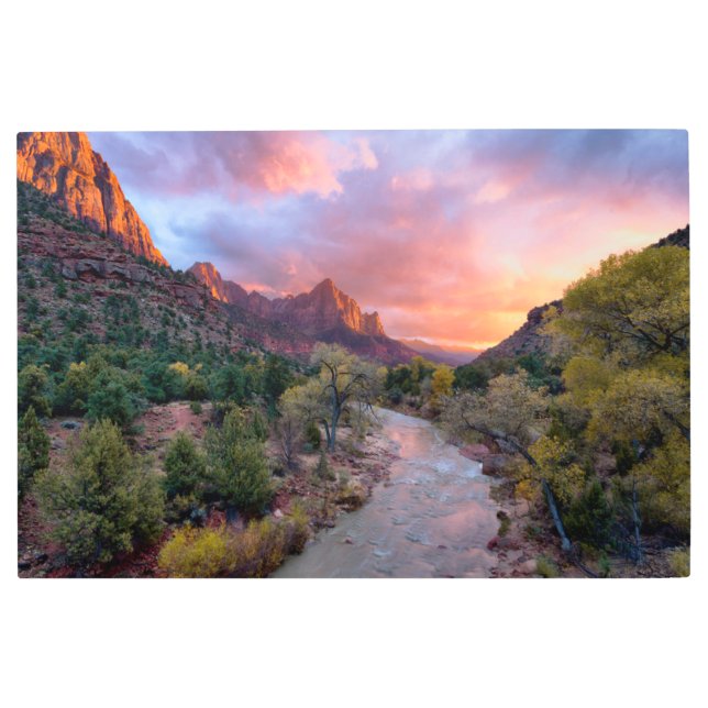Mountains | The Watchman Zion Nathional Park Utah Metal Print (Front)