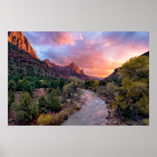 Mountains  The Watchman Zion Nathional Park Utah Poster