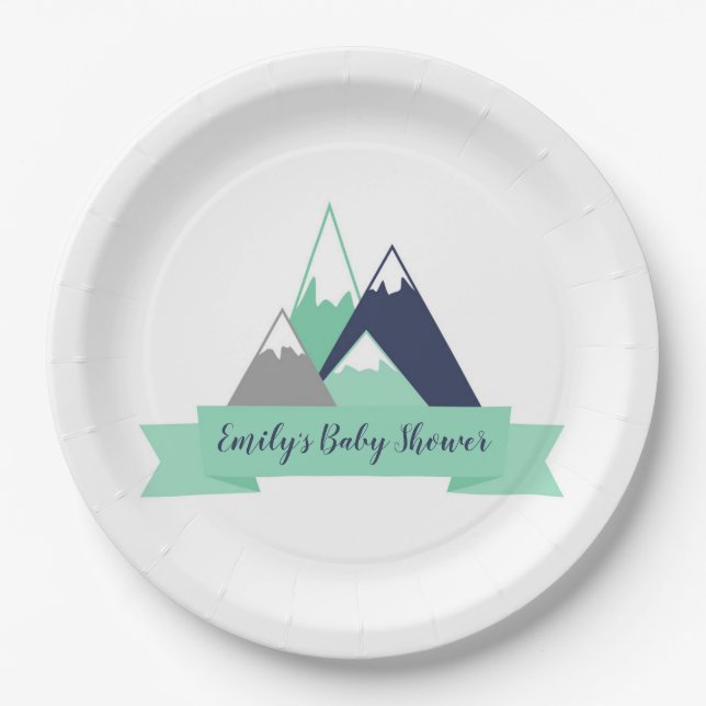 Mountains Themed Baby Shower Paper Plates (Front)