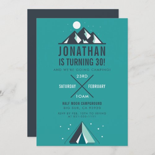 Mountains  Tipi  Modern Camping Birthday Party Invitation