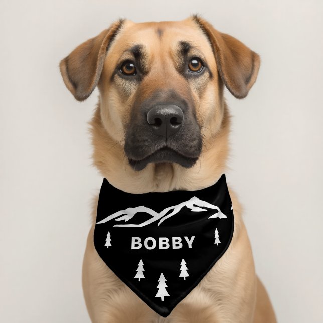 Mountains Trees Outdoor Dog Name Pet Bandana Collar (Dog 2)
