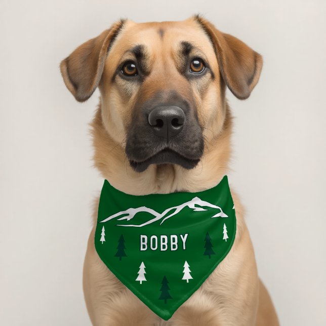 Mountains Trees Outdoor Dog Name Pet Bandana Collar (Dog 2)