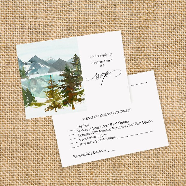 Mountains & Trees Rustic w Meal RSVP Card (Creator Uploaded)