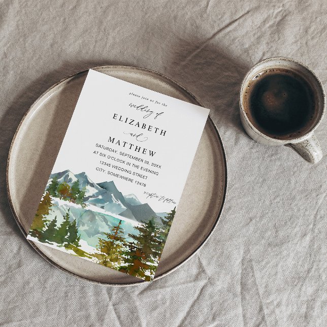 Mountains & Trees Rustic Wedding Invitation (Creator Uploaded)