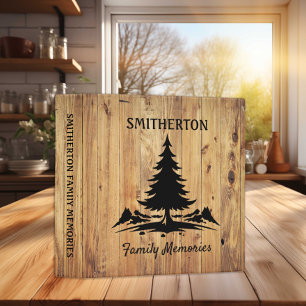 Mountains Trees Rustic Wood Family Memories 3 Ring Binder