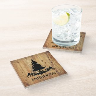 Mountains Trees Rustic Wood Family Name 
