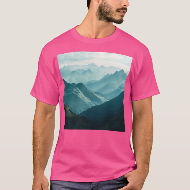 Mountains Valley Landscape Mountains Wall Art Acti T-Shirt (Front)