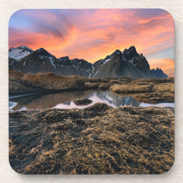 Mountains | Vesturhorn Mountain Iceland Beverage Coaster (Front)