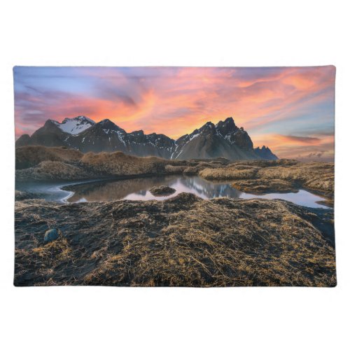 Mountains  Vesturhorn Mountain Iceland Cloth Placemat