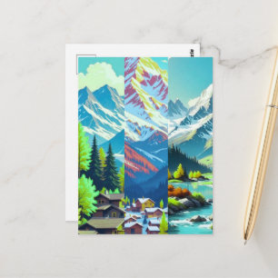 Mountains - Watercolor Digital Landscape Art Postcard