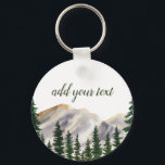 Mountains Watercolor Forest Personalized Keychain<br><div class="desc">Watercolor rustic forest mountains personalized keychain.</div>