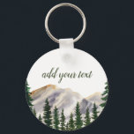 Mountains Watercolor Forest Personalized Keychain<br><div class="desc">Watercolor rustic forest mountains personalized keychain.</div>