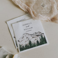Mountains Watercolor Rustic Forest Wedding  Napkins