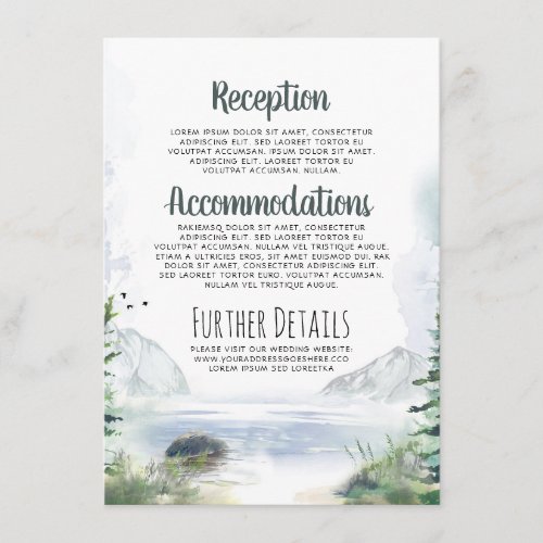 Mountains Wedding Details Information Enclosure Card