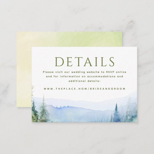 Mountains Wedding Details Small Enclosure Card