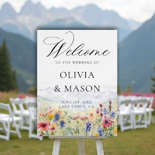 Mountains Wildflower Floral Meadow Wedding Welcome Foam Board