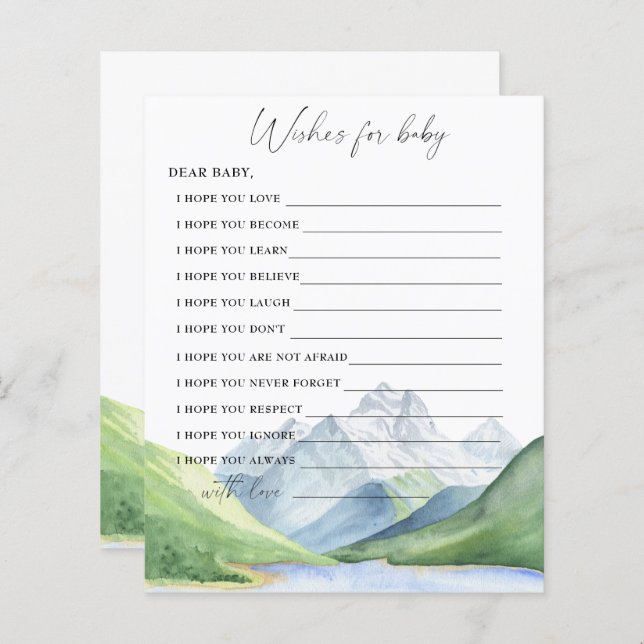 Mountains - wishes for baby game (Front/Back)