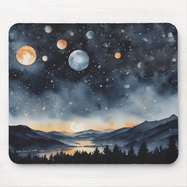 Mountains With Many Moons Mouse Pad (Front)