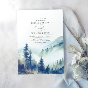 Mountains Woodland Evening Landscape Wedding Invitation