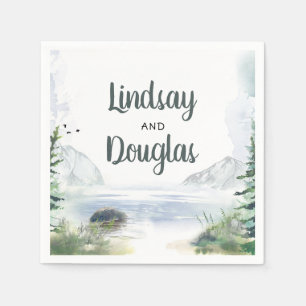 Mountains Woodsy Nature Adventure Wedding Napkins