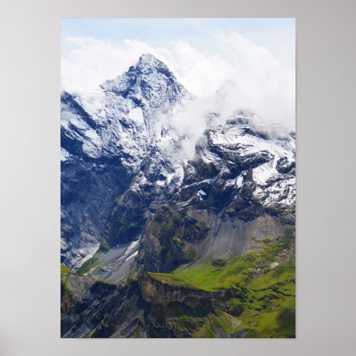 Mountainside in the Swiss alps Poster