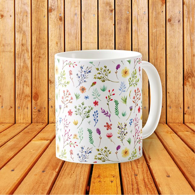Mountainside Meadow Watercolor Wildflowers Coffee Mug (Creator Uploaded)