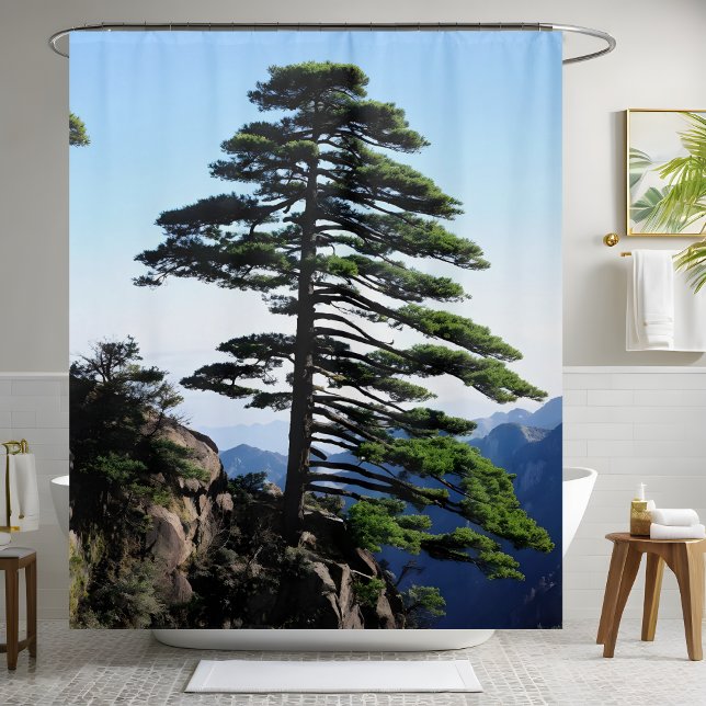 Mountainside Wildlife Adventure Pine Tree  Shower Curtain (Creator Uploaded)