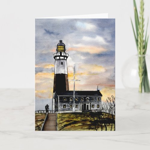 mountauk point lighthouse new york greeting cards