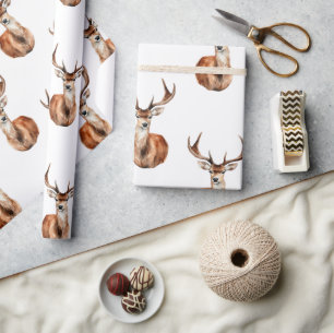 Mounted Deer Head Wildlife Holiday Wrapping Paper