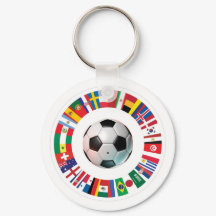 Mounted on a colorful, World Cup-themed keychain