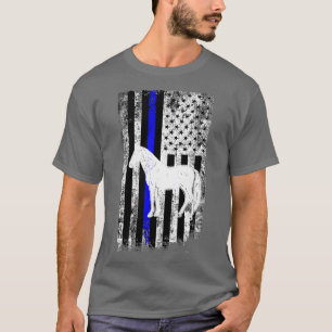 Mounted Patrol Police Horse American Flag T-Shirt
