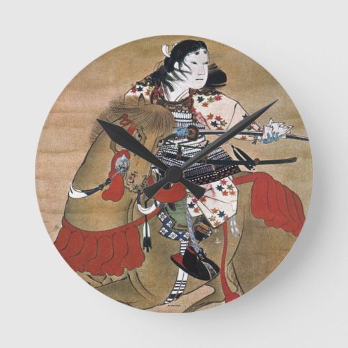 Mounted Samurai Round Clock