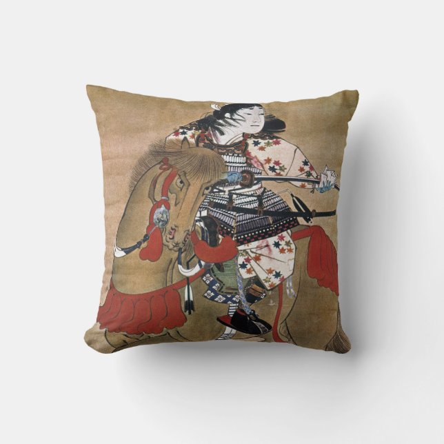 Mounted Samurai Throw Pillow (Front)