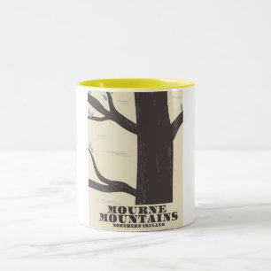 mourne mountains northern ireland travel poster Two-Tone coffee mug