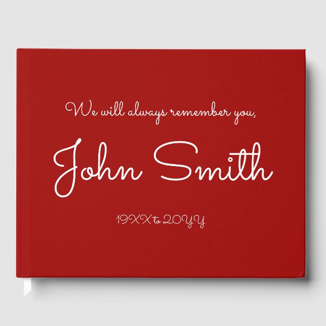 Mournful and Plain Memorial Guestbook (Front)