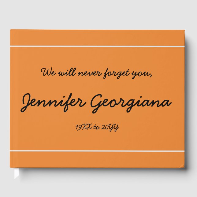 Mournful, Conservative Memorial Guestbook (Front)