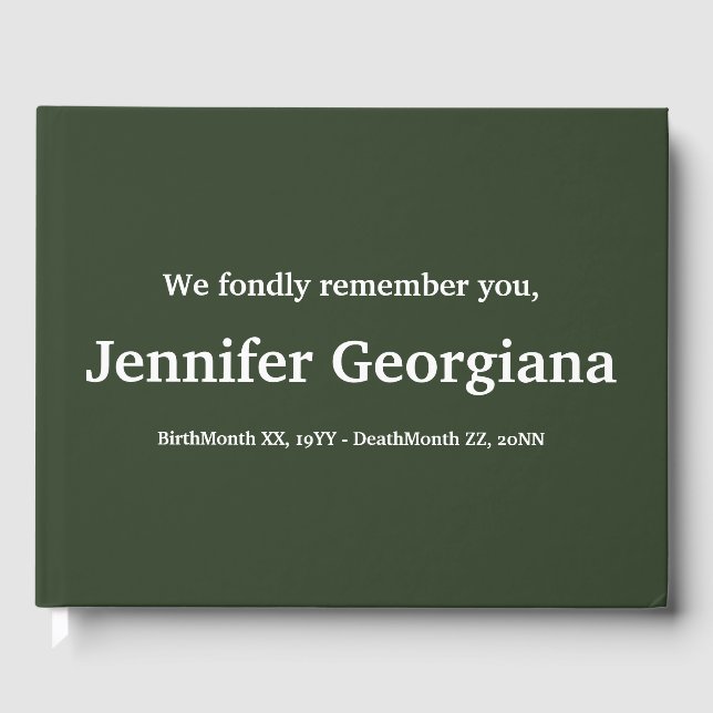 Mournful & Personalized Condolences Guestbook (Front)